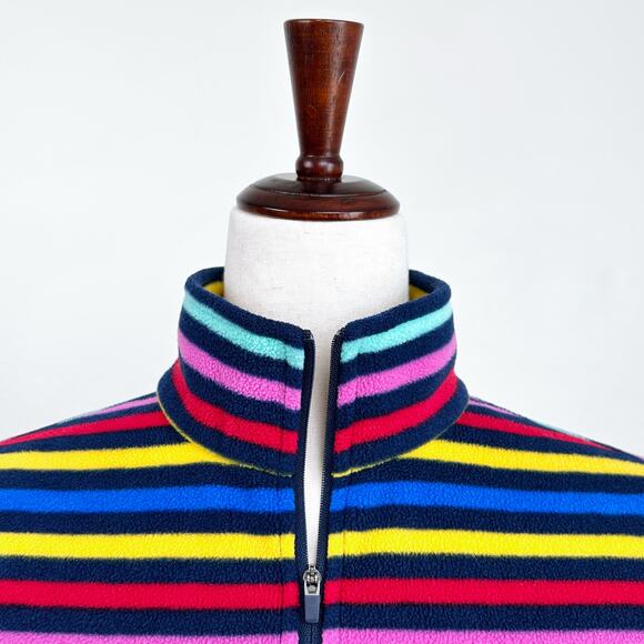 Lands' End Colorful Stripe Fleece Quarter-Zip Pullover - Picture 2 of 8